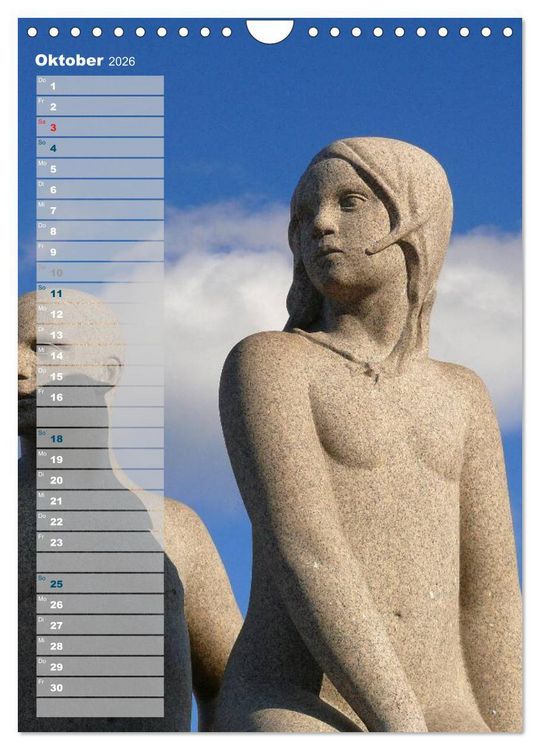 Produktbild: Skulpturen im Vigeland-Park Oslo (Wandkalender 2026 DIN A4 hoch), CALVENDO Monatskalender