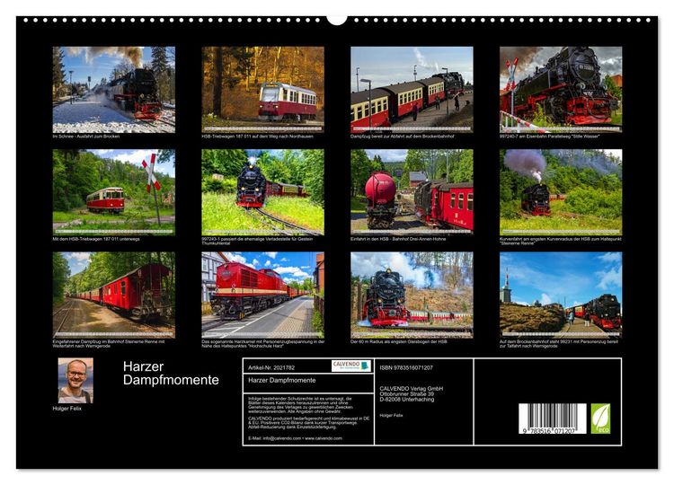 Produktbild: Harzer Dampfmomente (hochwertiger Premium Wandkalender 2026 DIN A2 quer), Kunstdruck in Hochglanz