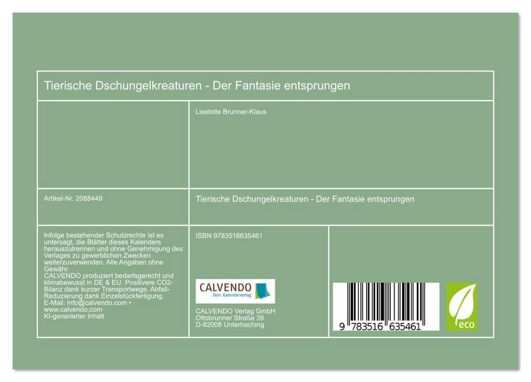 Produktbild: Tierische Dschungelkreaturen - Der Fantasie entsprungen (Tischkalender 2026 DIN A5 quer), CALVENDO Monatskalender