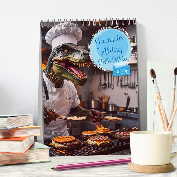 Produktbild: Jurassic Alltag - Dinos &uuml;berall (Tischkalender 2026 DIN A5 hoch), CALVENDO Monatskalender