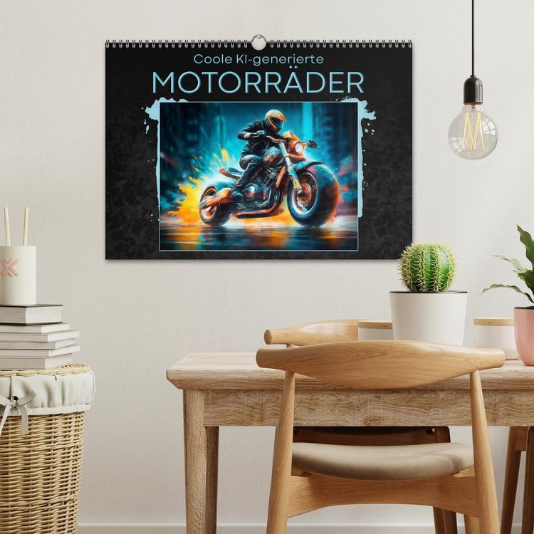 Produktbild: Coole KI-generierte MOTORR&Auml;DER (Wandkalender 2026 DIN A3 quer), CALVENDO Monatskalender