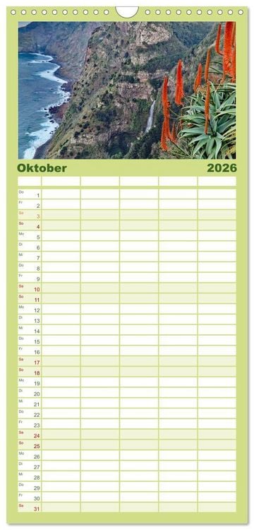 Produktbild: Familienplaner 2026 - Fr&uuml;hlingstraum Madeira mit 5 Spalten (Wandkalender, 21 x 45 cm) CALVENDO
