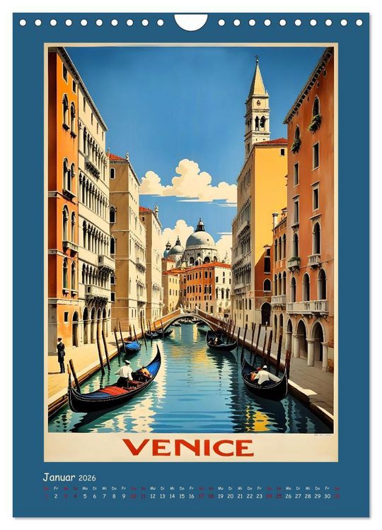 Produktbild: City Travel Poster - nostalgische St&auml;dtereise um die Welt (Wandkalender 2026 DIN A4 hoch), CALVENDO Monatskalender