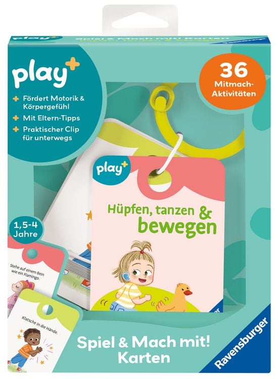 Produktbild: Play+ Spiel und Mach mit! Karten: H&uuml;pfen, tanzen & bewegen - ab 1,5 Jahre