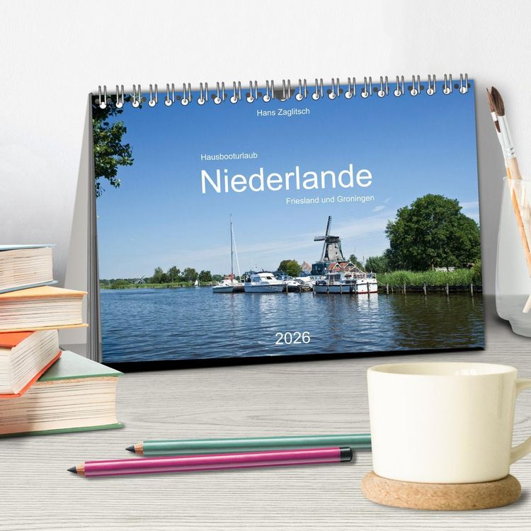 Produktbild: Hausbooturlaub Niederlande - Friesland und Groningen (Tischkalender 2026 DIN A5 quer), CALVENDO Monatskalender