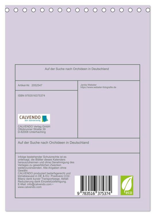 Produktbild: Auf der Suche nach Orchideen in Deutschland (Tischkalender 2026 DIN A5 hoch), CALVENDO Monatskalender