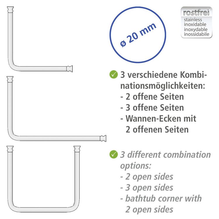 Produktbild: Winkelstange Universal Wei&szlig;, 20 mm