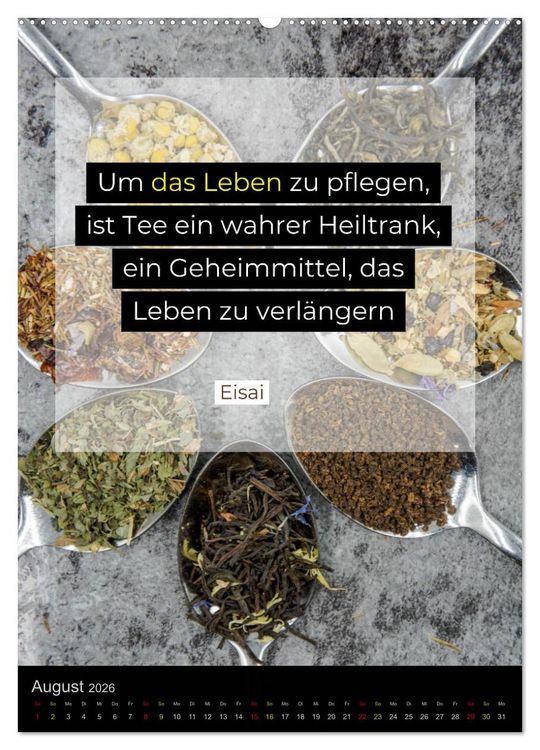 Produktbild: TEE Weisheiten und Zitate (Wandkalender 2026 DIN A2 hoch), CALVENDO Monatskalender