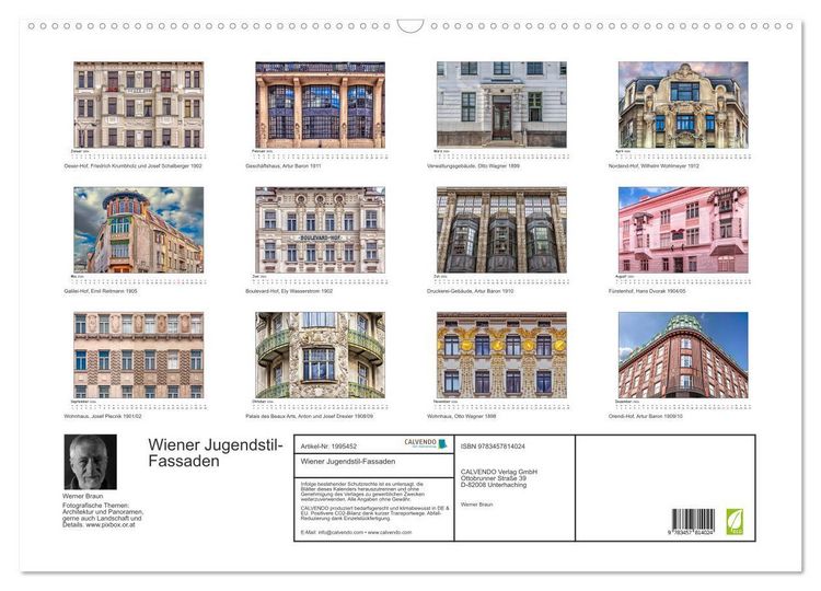 Produktbild: Wiener Jugendstil-Fassaden (Wandkalender 2026 DIN A2 quer), CALVENDO Monatskalender