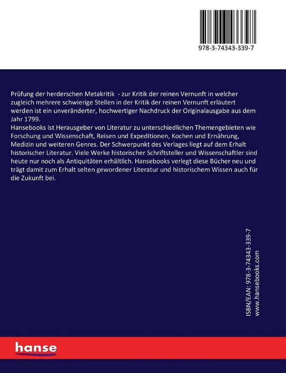 Produktbild: Pr&uuml;fung der herderschen Metakritik