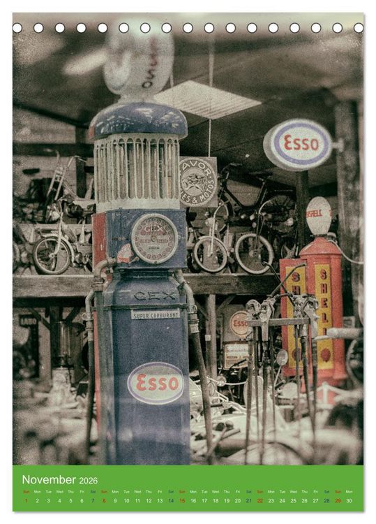 Produktbild: Fuel vintage pumps (Desk Calendar 2026 DIN A5 portrait), CALVENDO 12 Month DeskCalendar