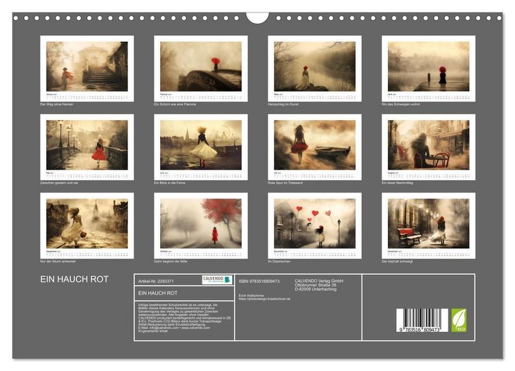 Produktbild: EIN HAUCH ROT (Wandkalender 2027 DIN A3 quer), CALVENDO Monatskalender