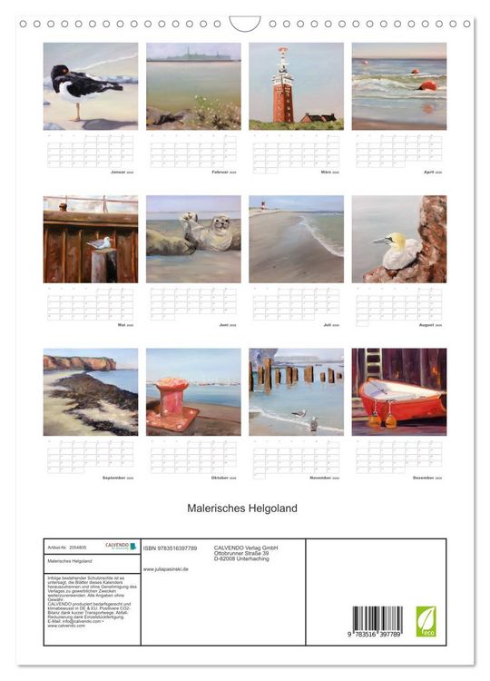Produktbild: Malerisches Helgoland (Wandkalender 2026 DIN A3 hoch), CALVENDO Monatskalender