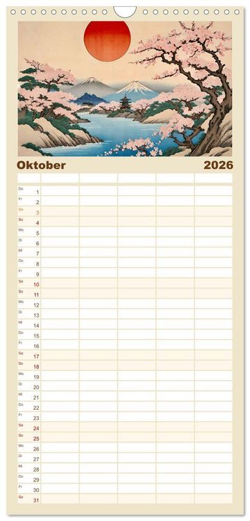 Produktbild: Familienplaner 2026 - Hanami in Japan mit 5 Spalten (Wandkalender, 21 x 45 cm) CALVENDO