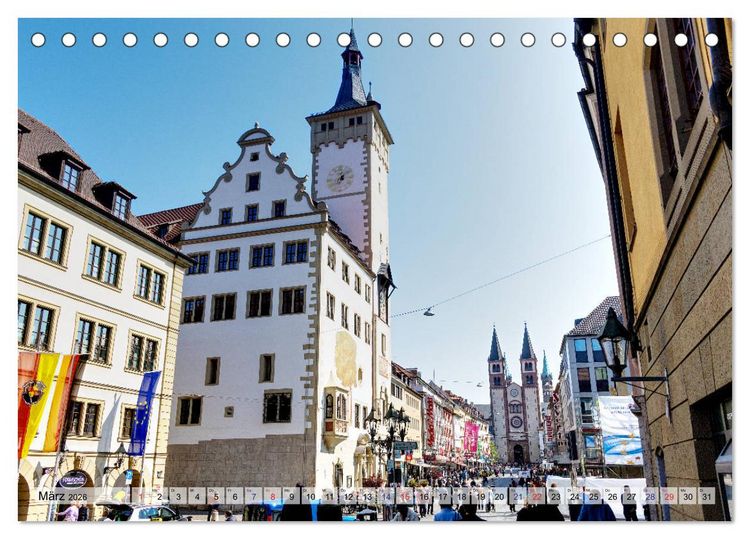 Produktbild: W&uuml;rzburg und Veitsh&ouml;chheim - romantische Rokoko St&auml;dte am Main (Tischkalender 2026 DIN A5 quer), CALVENDO Monatskalender