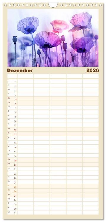 Produktbild: Familienplaner 2026 - Bezaubernde Mohnblumen mit 5 Spalten (Wandkalender, 21 x 45 cm) CALVENDO