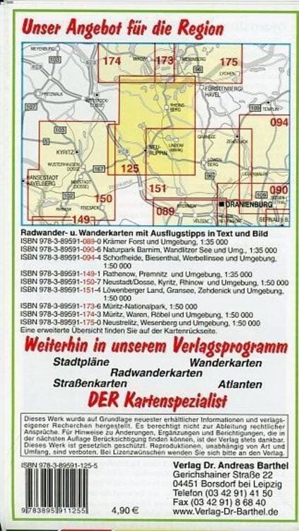 Produktbild: Radwander- und Wanderkarte Rheinsberg, Neuruppin, Ruppiner Schweiz und Umgebung
