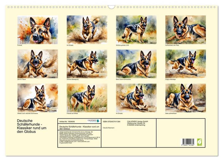 Produktbild: Deutsche Sch&auml;ferhunde - Klassiker rund um den Globus (Wandkalender 2026 DIN A2 quer), CALVENDO Monatskalender