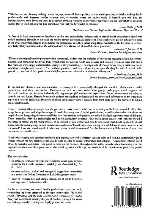 Produktbild: The Mental Health Professional and the New Technologies