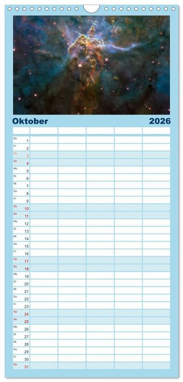 Produktbild: Familienplaner 2026 - Der Weltraum. Gasnebel und Galaxien mit 5 Spalten (Wandkalender, 21 x 45 cm) CALVENDO