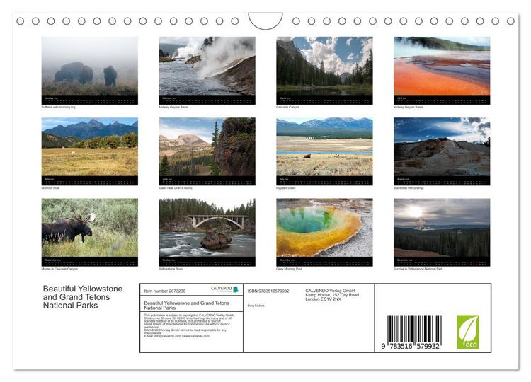 Produktbild: Beautiful Yellowstone and Grand Tetons National Parks (Wall Calendar 2026 DIN A4 landscape), CALVENDO 12 Month Wall Calendar