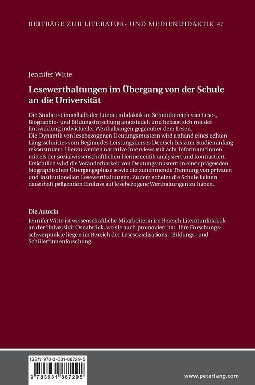 Produktbild: Lesewerthaltungen im &Uuml;bergang von der Schule an die Universit&auml;t