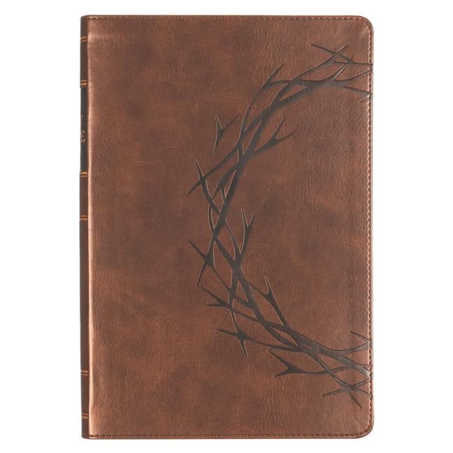 Produktbild: KJV Bible Giant Print Full Size Faux Leather Crown of Thorns/Amazing Grace, Brown