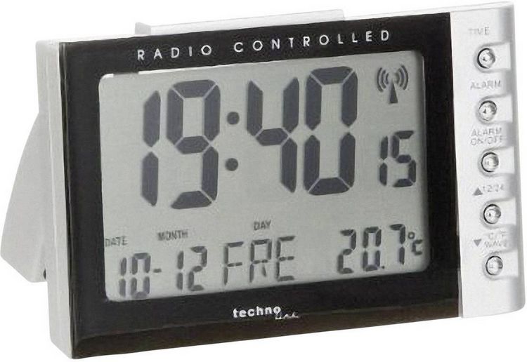 Produktbild: Techno Line WT 188 Funk Wecker Silber, Schwarz Alarmzeiten 1