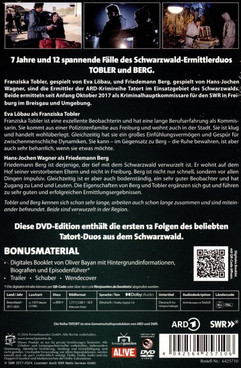 Produktbild: Tatort - Team Freiburg & Schwarzwald: Tobler und Berg - Die ersten 7 Jahre (Alle 12 F&auml;lle von 2017-2024) [6 DVDs]