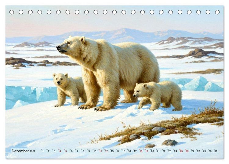 Produktbild: Nordische Tiere wie aus alten Zeiten (Tischkalender 2027 DIN A5 quer), CALVENDO Monatskalender