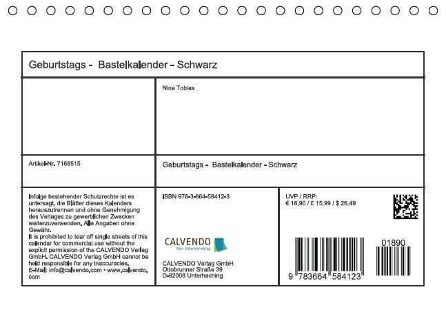 Produktbild: Geburtstags - Bastelkalender - Schwarz (Tischkalender immerw&auml;hrend DIN A5 quer)