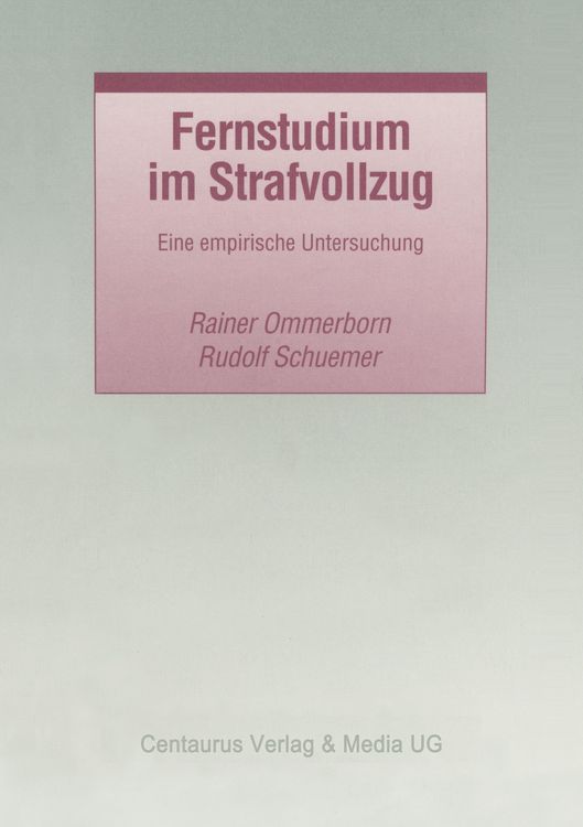 Produktbild: Ommerborn, R: Fernstudium im Strafvollzug