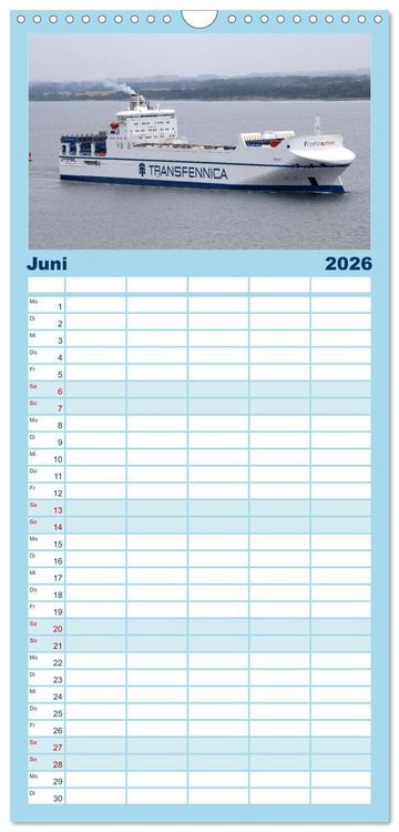 Produktbild: Familienplaner 2026 - Shipspotting Travem&uuml;nde mit 5 Spalten (Wandkalender, 21 x 45 cm) CALVENDO