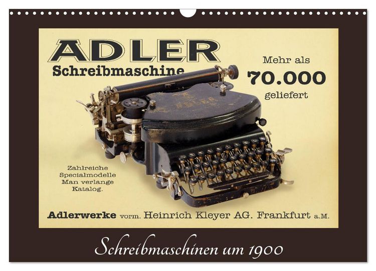 Produktbild: Schreibmaschinen um 1900 (Wandkalender 2026 DIN A3 quer), CALVENDO Monatskalender