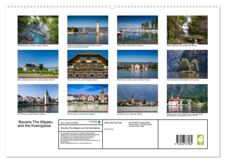 Produktbild: Bavaria.The Allgaeu and the Koenigssse (High Quality Premium Wall Calendar 2027 DIN A2 landscape),CALVENDO 12 Month Wall Calendar
