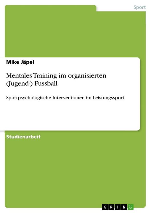 Produktbild: Mentales Training im organisierten (Jugend-) Fussball