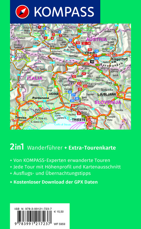Produktbild: KOMPASS Wanderf&uuml;hrer AlpeAdriaTrail, Vom Gro&szlig;glockner nach Triest, 33 Etappen mit Extra-Tourenkarte