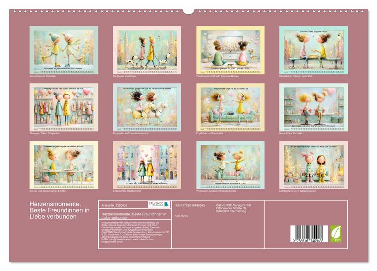 Produktbild: Herzensmomente. Beste Freundinnen in Liebe verbunden (hochwertiger Premium Wandkalender 2026 DIN A2 quer), Kunstdruck in Hochglanz