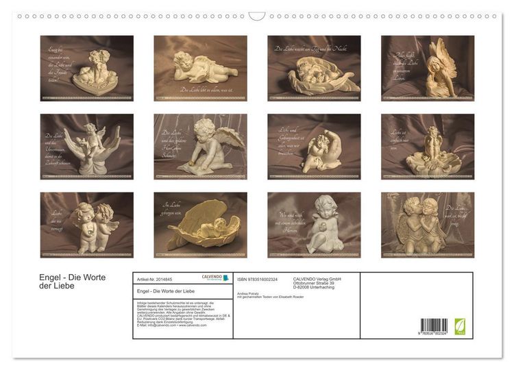 Produktbild: Engel - Die Worte der Liebe (Wandkalender 2026 DIN A2 quer), CALVENDO Monatskalender