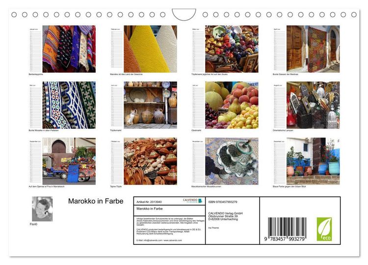 Produktbild: Marokko in Farbe (Wandkalender 2026 DIN A4 quer), CALVENDO Monatskalender