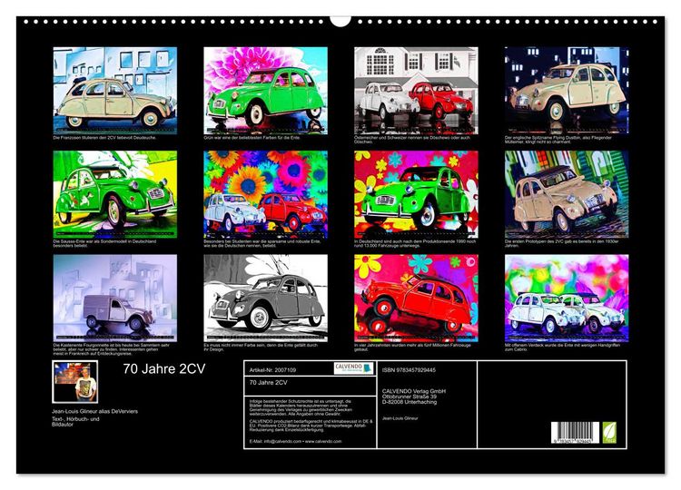 Produktbild: 70 Jahre 2CV (Wandkalender 2026 DIN A2 quer), CALVENDO Monatskalender