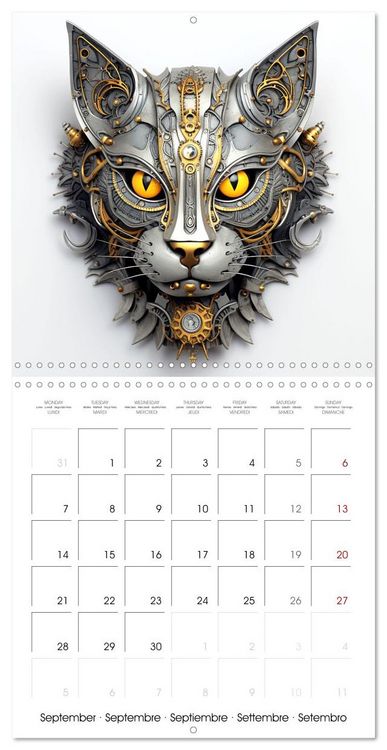 Produktbild: F&eacute;lins Steampunk (Calendrier mural carr&eacute; 2026 30x30 cm) Calendrier double avec une page pour vos prises de notes