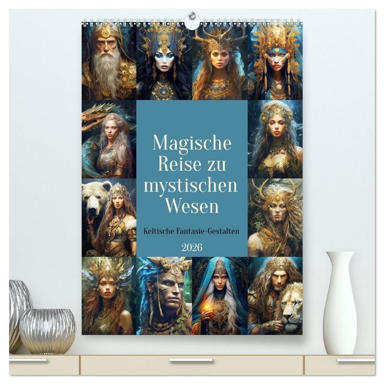 Produktbild: Magische Reise zu mystischen Wesen. Keltische Fantasie-Gestalten (hochwertiger Premium Wandkalender 2026 DIN A2 hoch), Kunstdruck in Hochglanz