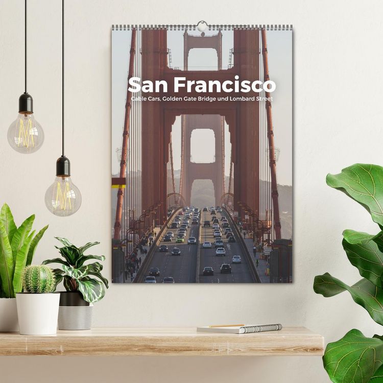 Produktbild: San Francisco - Cable Cars, Golden Gate Bridge und Lombard Street (Wandkalender 2026 DIN A2 hoch), CALVENDO Monatskalender