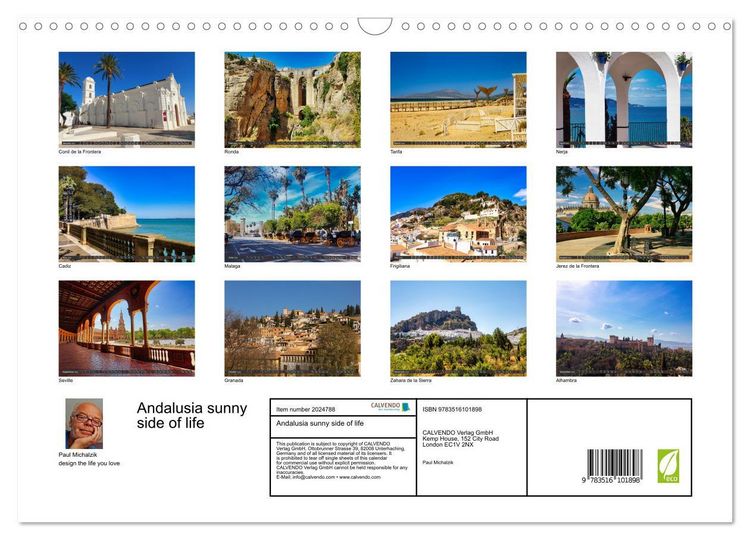 Produktbild: Andalusia sunny side of life (Wall Calendar 2026 DIN A3 landscape), CALVENDO 12 Month Wall Calendar