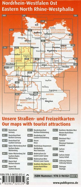 Produktbild: Publicpress Stra&szlig;en- und Freizeitkarte Nordrhein-Westfalen Ost 1:200.000