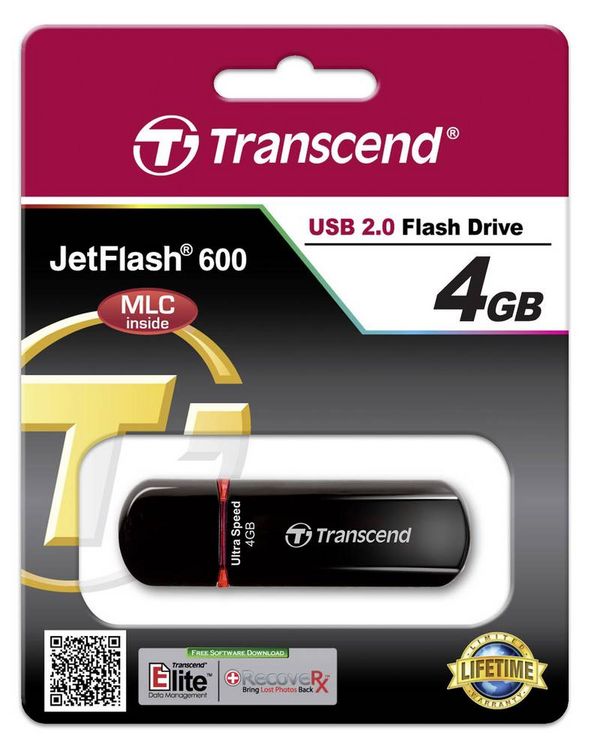 Produktbild: Transcend JetFlash&reg; 600 USB-Stick 4 GB Blau TS4GJF600 USB-A (USB 2.0)