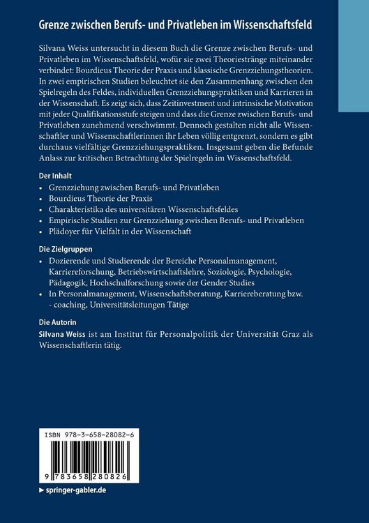 Produktbild: Grenze zwischen Berufs- und Privatleben im Wissenschaftsfeld