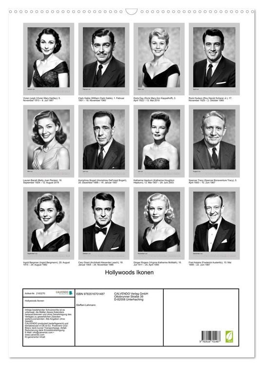 Produktbild: Hollywoods Ikonen (Wandkalender 2026 DIN A2 hoch), CALVENDO Monatskalender