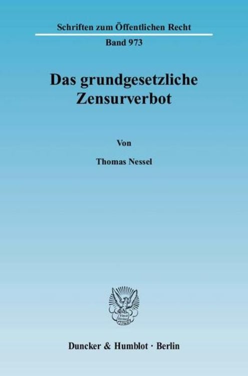 Produktbild: Das grundgesetzliche Zensurverbot.
